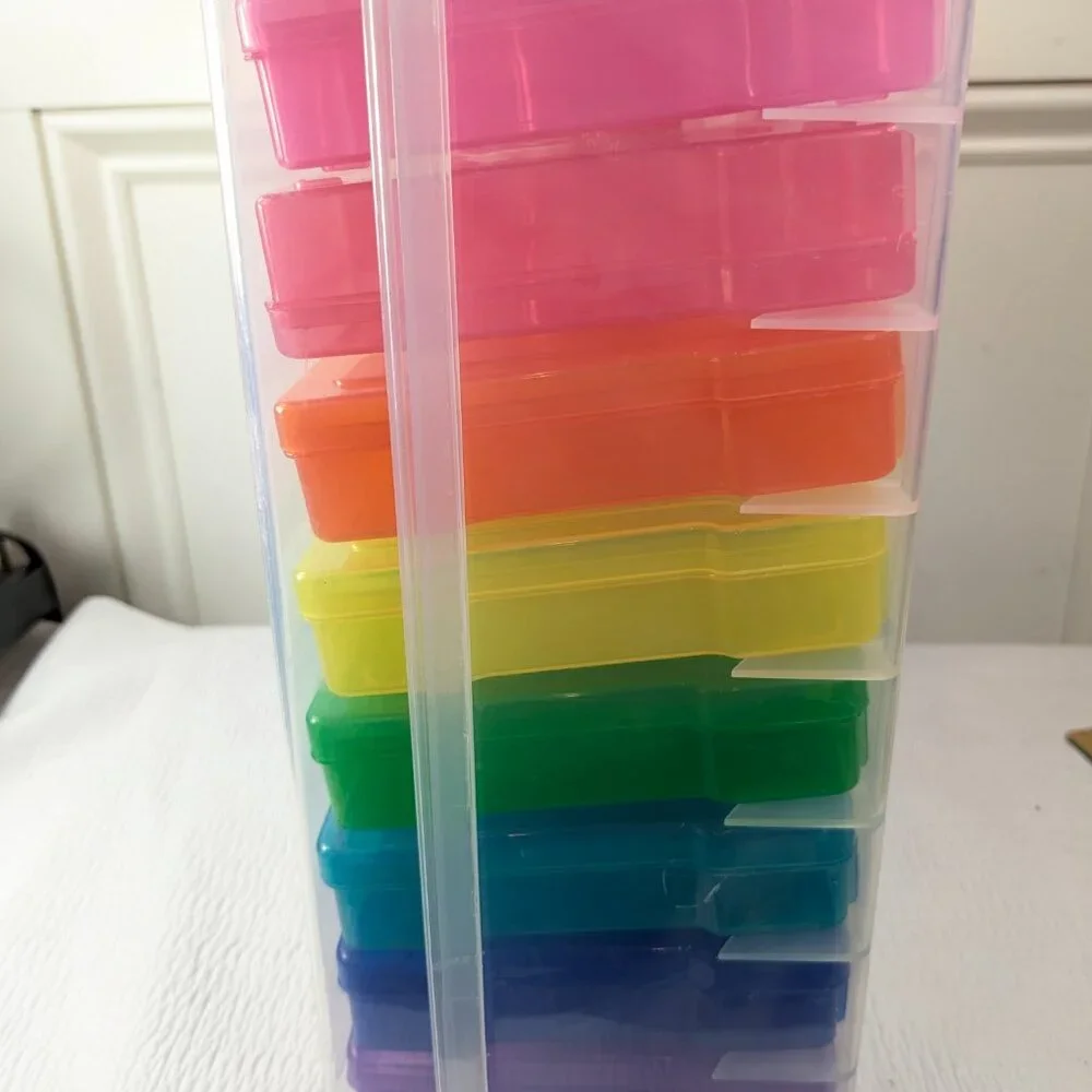 Photo & Craft Keeper 16 Cases 4x6” Photo Storage Box rainbow‎ Inner Organization